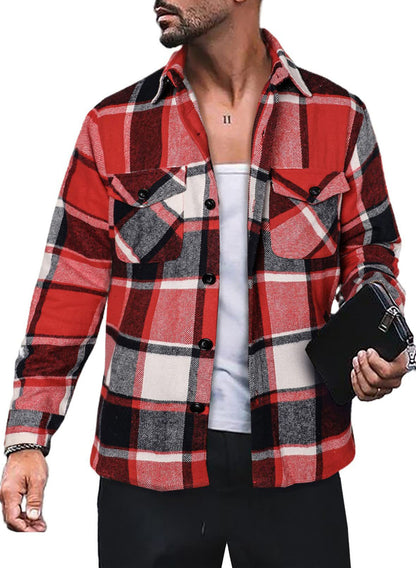 Chemise en flanelle pour hommes avec motif à carreaux et poches fonctionnelles Chic und Stil