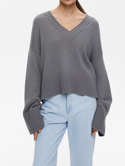 Pull en maille pour femmes avec décolleté en V profond et coupe décontractée Chic und Stil
