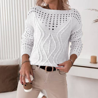 Pull en tricot pour femmes avec des motifs ajourés aérés et un joli design en torsades Chic und Stil