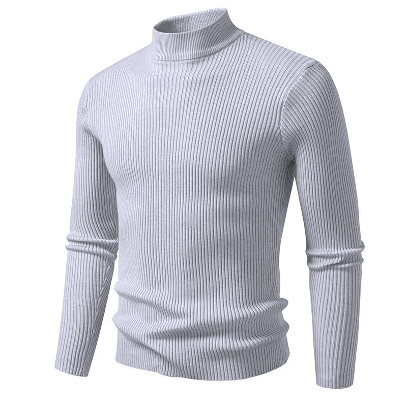 Pull à col roulé pour hommes en fine maille côtelée avec coupe ajustée Chic und Stil