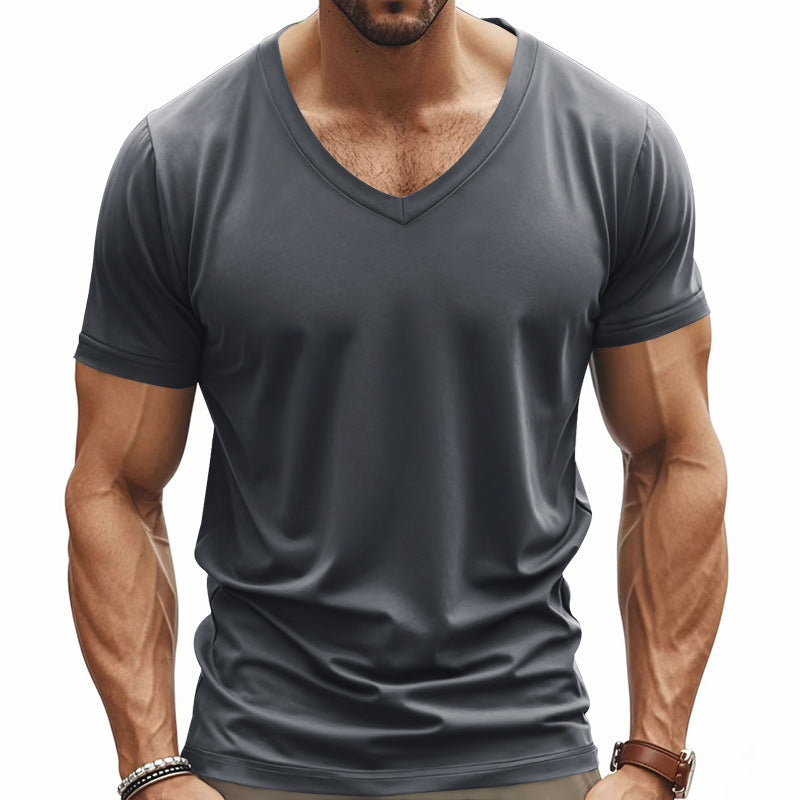 T-shirt pour hommes col en V en matériau fonctionnel respirant Chic und Stil