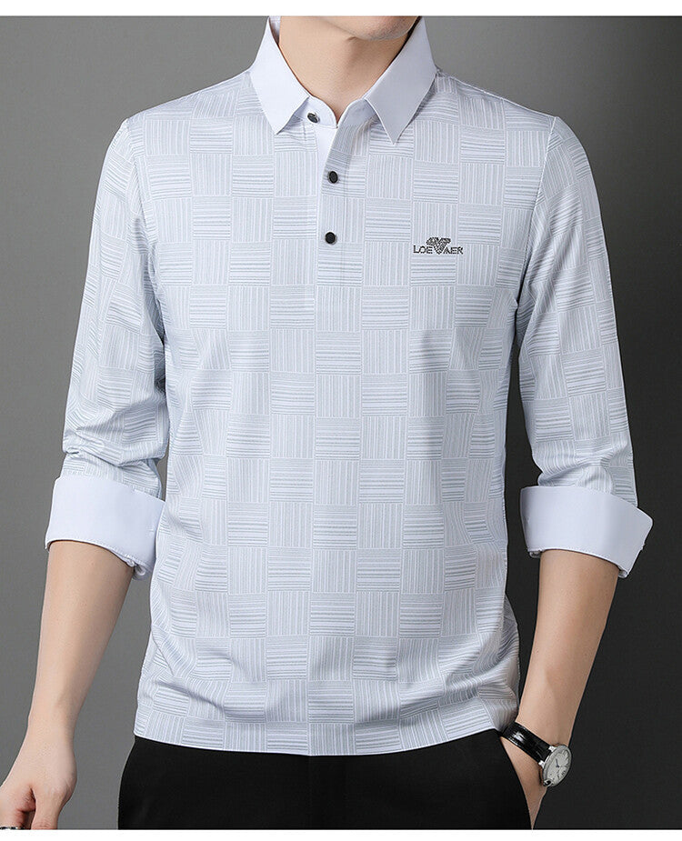 Chemise polo à manches longues pour hommes avec design texturé Chic und Stil
