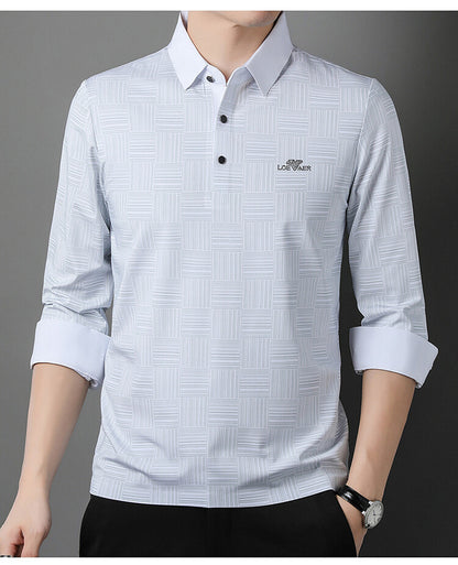 Chemise polo à manches longues pour hommes avec design texturé Chic und Stil