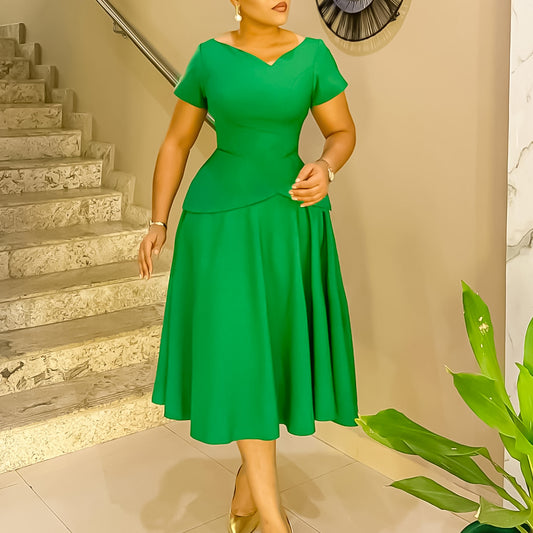 Dames Élégante Robe Maxi avec haut cintré et jupe fluide Chic und Stil