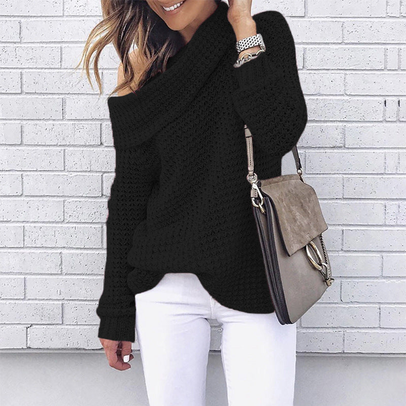 Pull en tricot oversized pour dames avec col châle élégant et motif texturé Chic und Stil