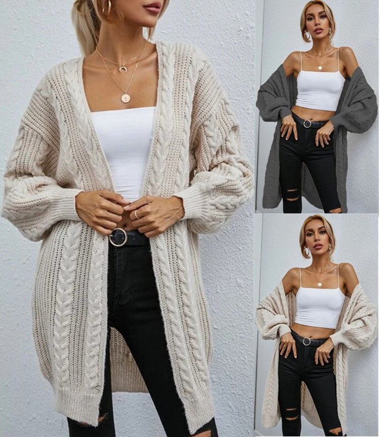 Dames Grand cardigan en tricot avec décolleté en V profond et coupe décontractée Chic und Stil