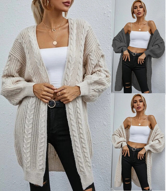 Dames Grand cardigan en tricot avec décolleté en V profond et coupe décontractée Chic und Stil