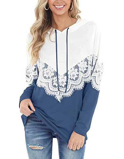 Dames Hoodie élégant avec applications en dentelle Chic und Stil