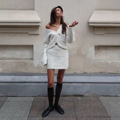 Dames élégant cardigan en tricot avec design cropped Chic und Stil