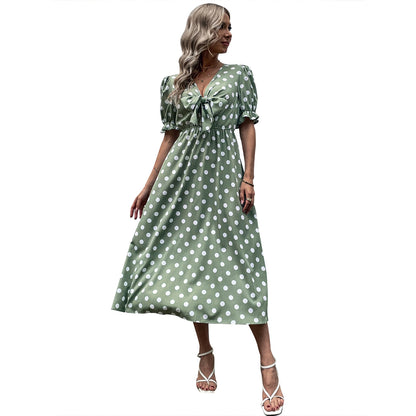 Robe midi femme avec détails noués et design à pois Chic und Stil