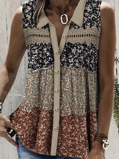 Chemisier pour femmes avec design patchwork floral et col élégant Chic und Stil