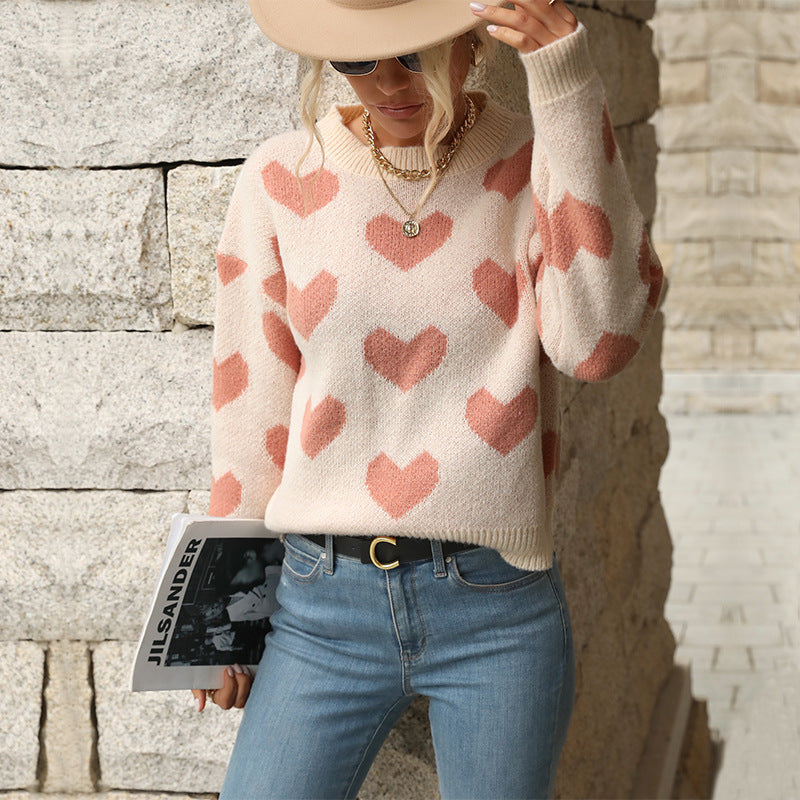 Pull en tricot pour femmes avec motif cœur et coupe décontractée Chic und Stil