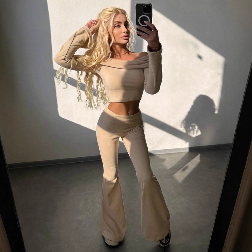 Chic and elegant style Crop top and wide pants women