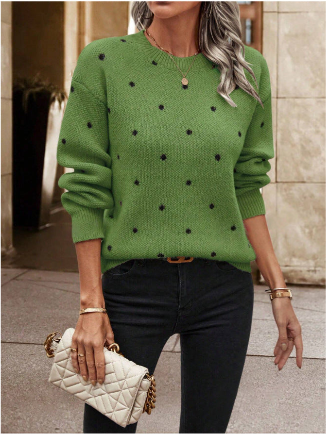 Pull en tricot douillet pour femmes avec un motif à pois tendance Chic und Stil