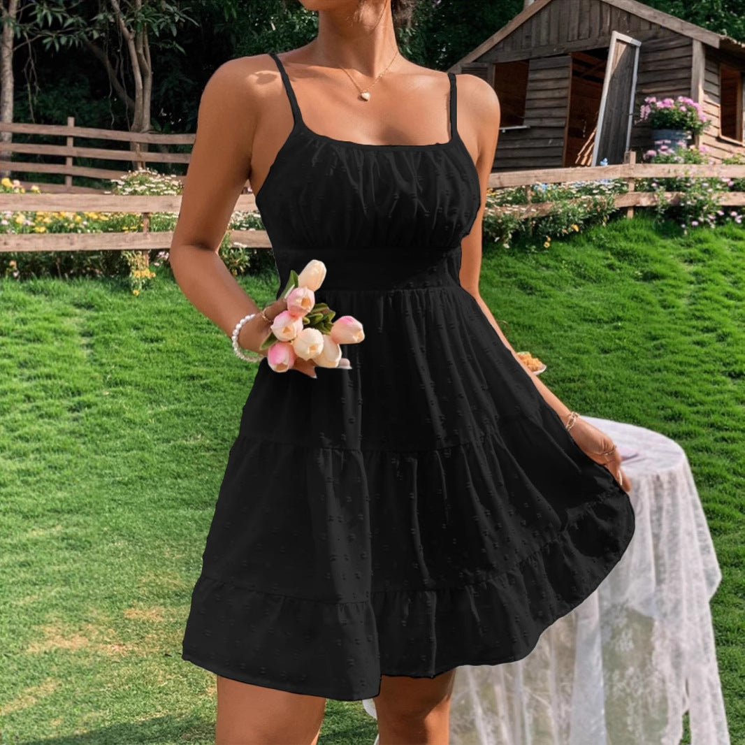 Robe d'été pour femmes avec volants et bretelles spaghetti réglables Chic und Stil