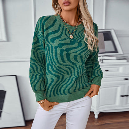 Pull en tricot à motif vague unique pour femme Chic und Stil