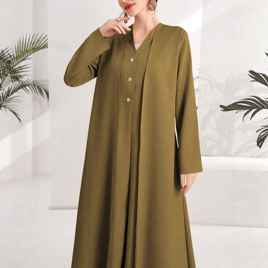 Robe kaftan élégante pour femmes avec patte de boutonnière continue Chic und Stil
