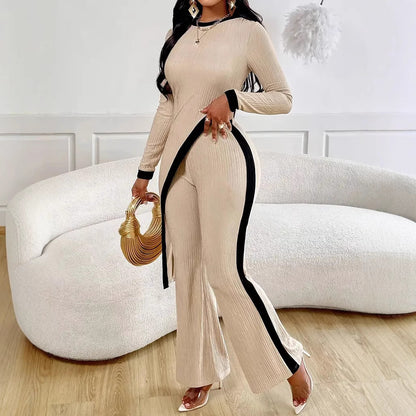 Dames combinaison moderne avec fente latérale et accents contrastés Chic und Stil
