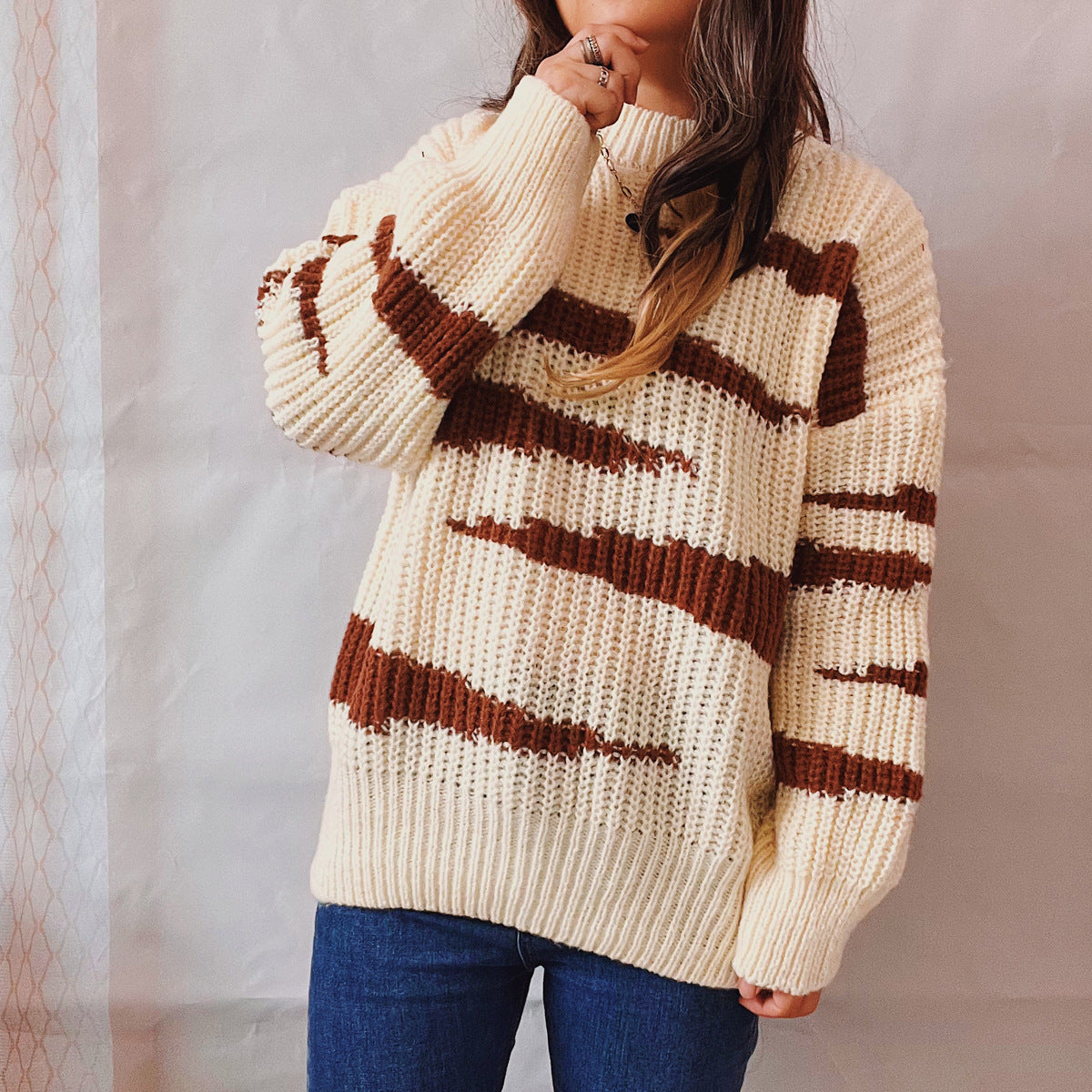Pull en grosse maille pour femmes avec un motif luxueux et une coupe ajustée Chic und Stil