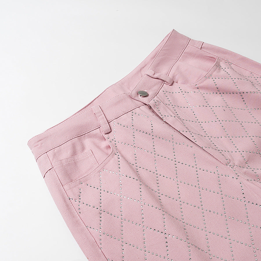 Chic and Style high-waisted elegant pants for ladies with diamond pattern