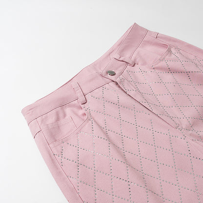 Chic and Style high-waisted elegant pants for ladies with diamond pattern