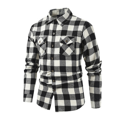 Chemises en flanelle classiques pour hommes avec motif à carreaux et poches poitrine pratiques Chic und Stil