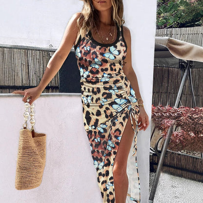 Robe maxi pour femmes avec fente latérale et imprimé papillon Chic und Stil