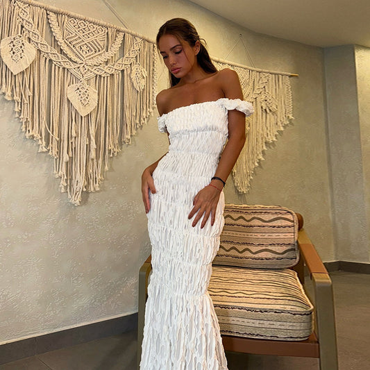 Dames Robe Maxi Élégante à Une Épaule Chic und Stil