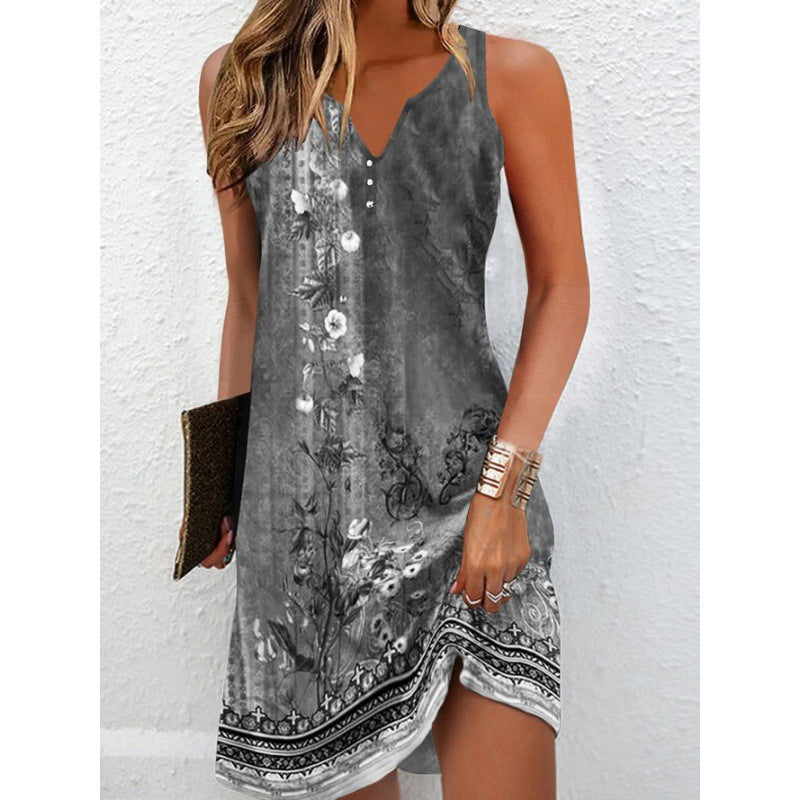 Robe d'été élégante pour femmes avec décolleté en V profond et motif séduisant Chic und Stil