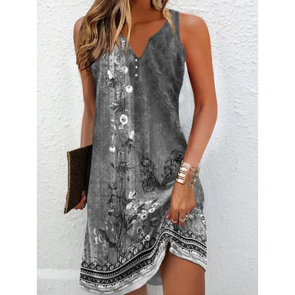 Robe d'été élégante pour femmes avec décolleté en V profond et motif séduisant Chic und Stil
