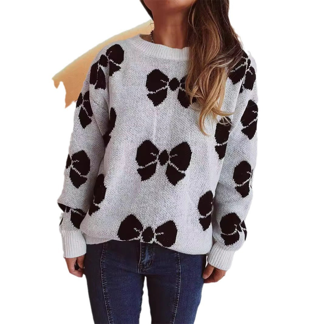 Pull décontracté pour femmes avec motif de nœuds ludique Chic und Stil