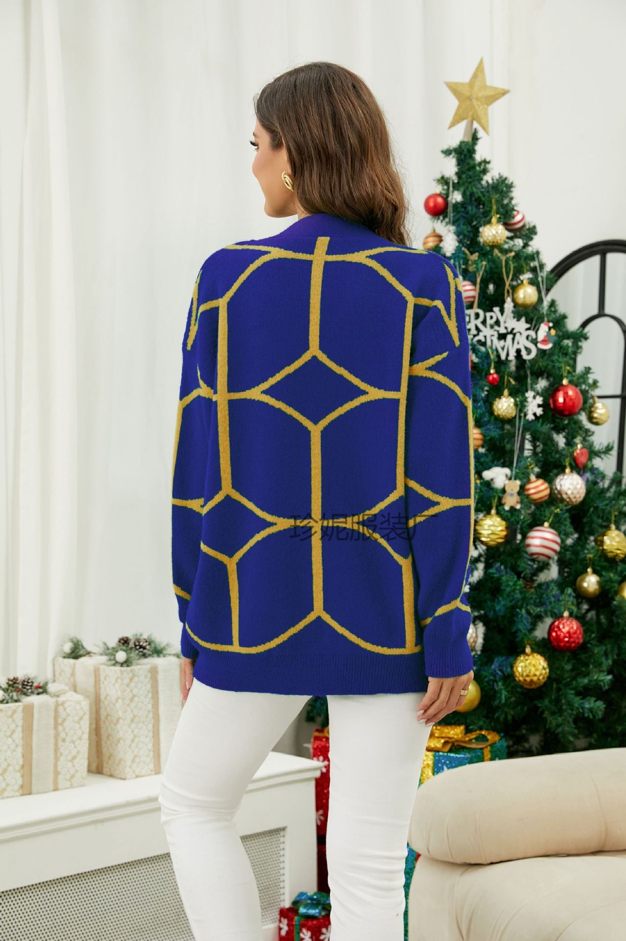 Damen Pulli douillet avec motif géométrique Chic und Stil