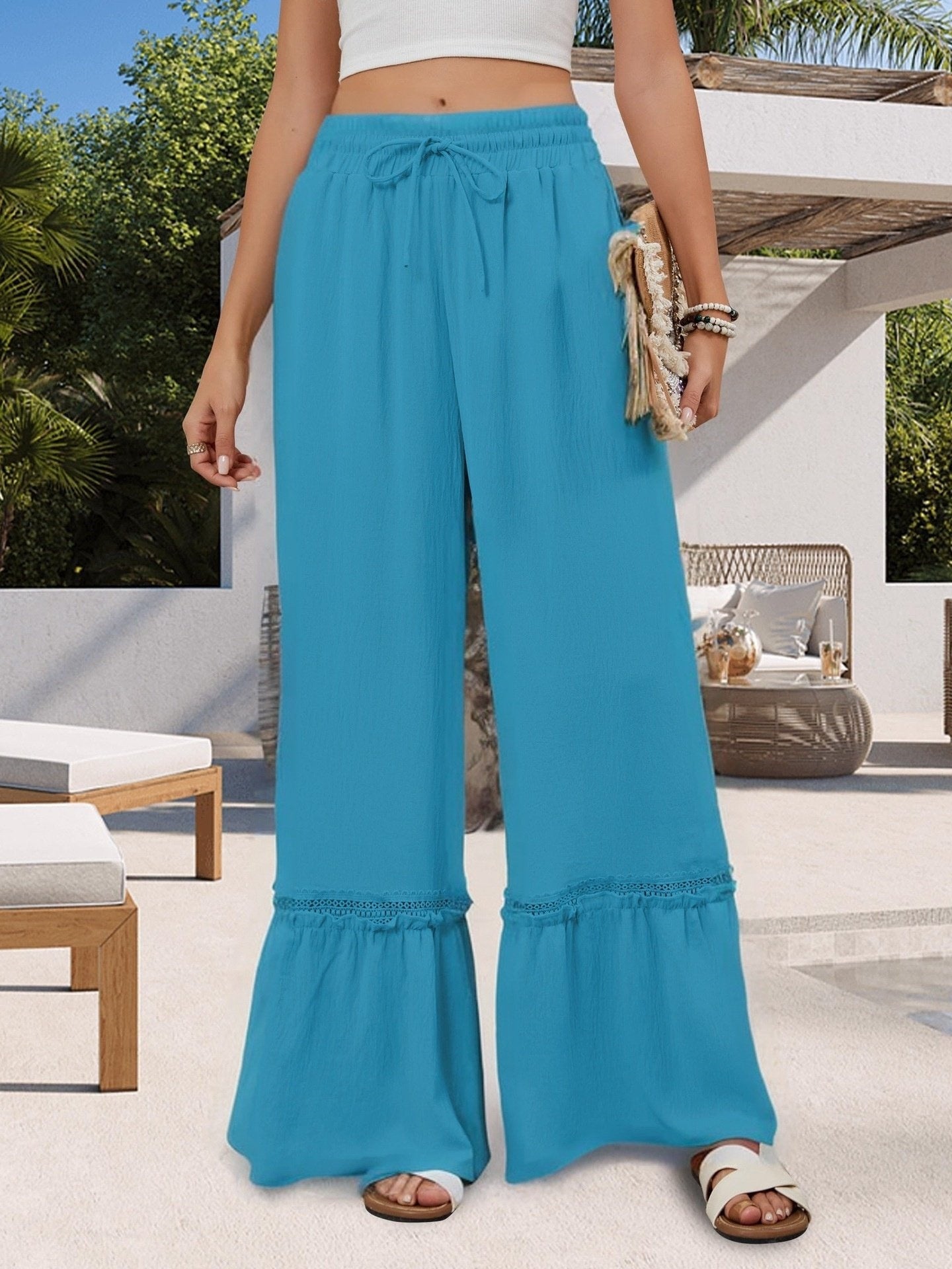 Chic and Stylish Soft Palazzo Pants for Women with Playful Hem