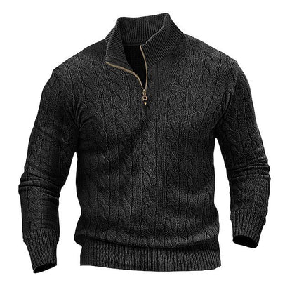 Pull en tricot stylé pour hommes avec col mi-ouvert et motif torsadé Chic und Stil