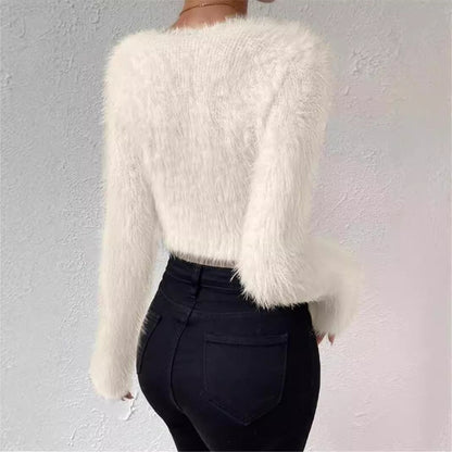 Ladies soft and stylish sweater with a plunging V-neckline and long sleeves Chic and Style