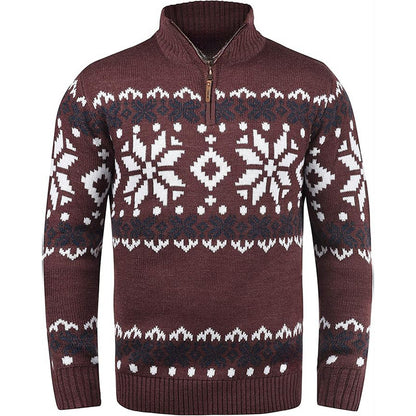 Pull en tricot pour hommes avec demi-fermeture éclair et motif de Noël Chic und Stil