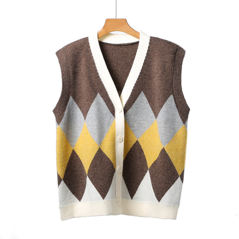Dames gilet en tricot élégant avec des motifs en losanges attrayants Chic und Stil