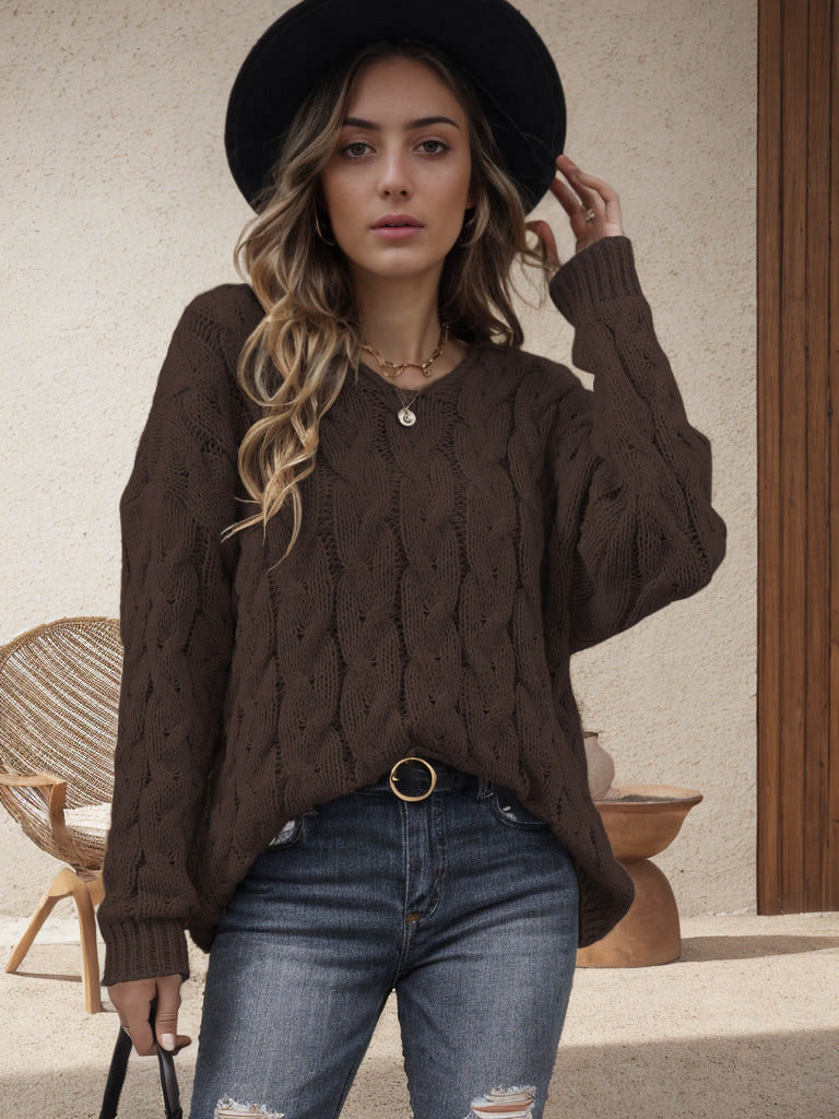 Pull-over en tricot épais pour dames avec un design de tresse moderne et une coupe ample Chic und Stil