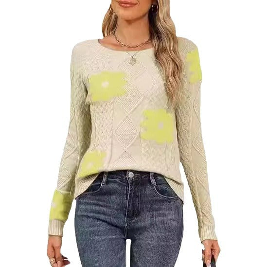 Dames Grand motif floral pull en tricot Chic und Stil
