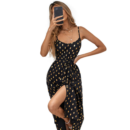 Robe maxi femme avec un détail de nœud ludique et une fente tendance Chic und Stil
