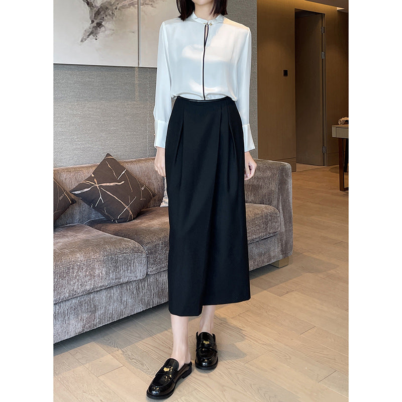 Jupe maxi plissée taille haute pour femmes Chic und Stil