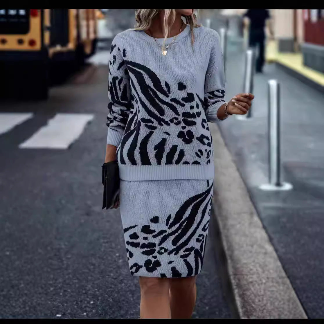 Robe en tricot pour femmes à motif léopard Chic und Stil