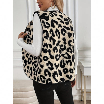 Dames Gilet Douillet avec Motif Léopard Chic und Stil