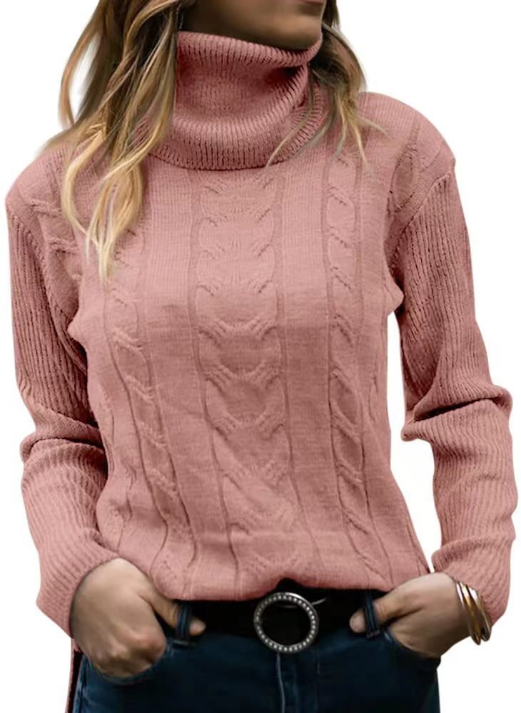 Pull en tricot pour femmes avec col montant et motif en relief à tresses Chic und Stil