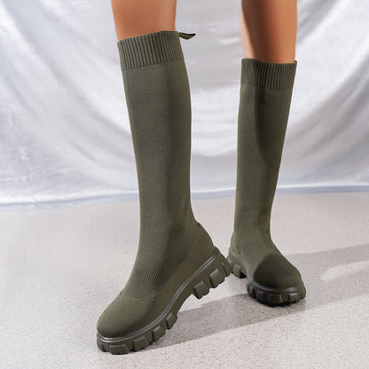 Bottes en tricot hautes pour femmes avec semelle profilée antidérapante et tige élastique Chic und Stil