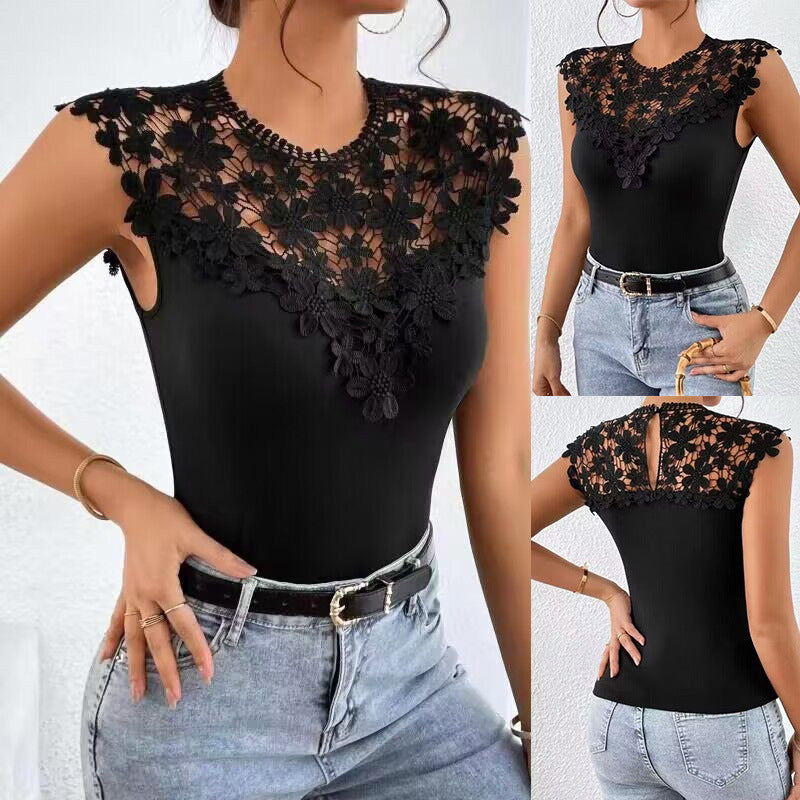 Ladies Floral Lace Detail Bodysuit Chic and Style