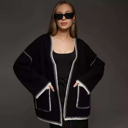 Cardigan en tricot surdimensionné pour femmes avec ceinture et poches Chic und Stil