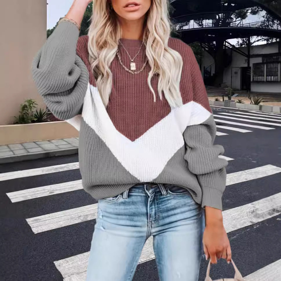 Dames pull à tricoter tendance avec motif innovant et manches larges Chic und Stil