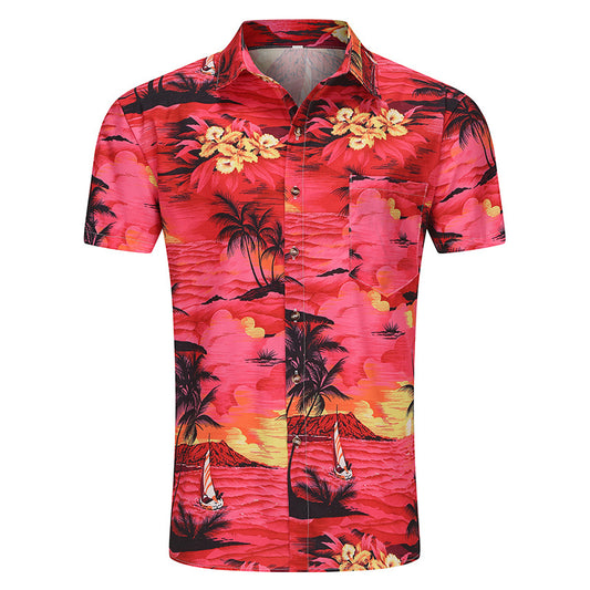 Chemise à manches courtes pour hommes avec motif tropical et tissu de haute kwaliteit Chic und Stil