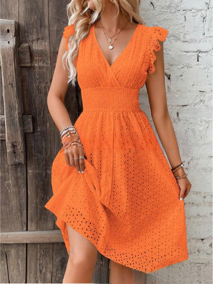 Women's Summer Ruffle Dress with Waffle Texture Chic und Stil